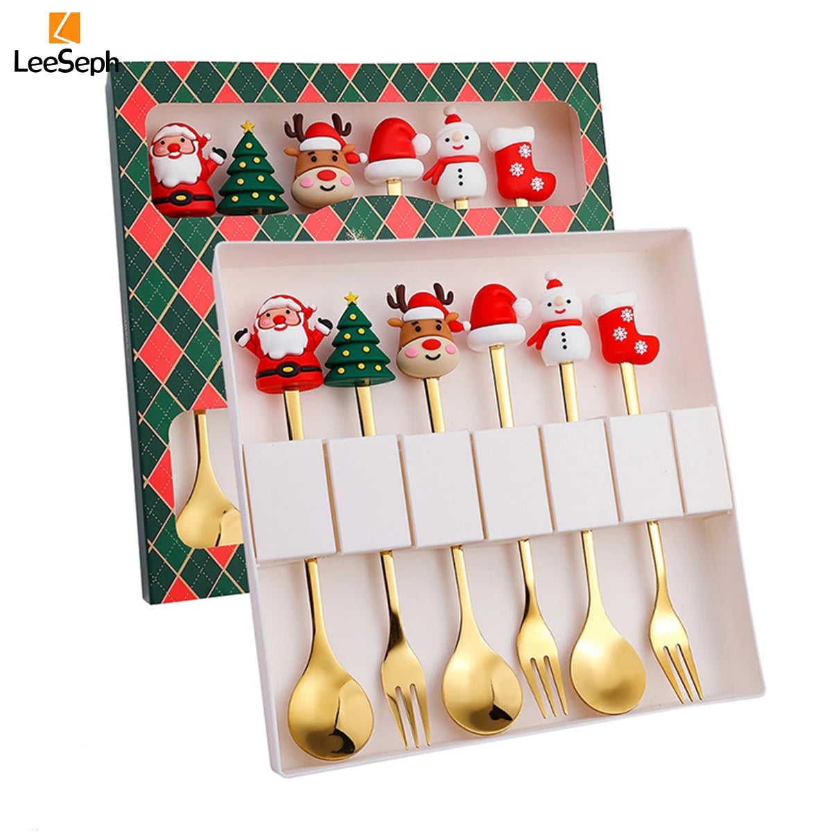 Christmas Gift Stainless Steel Cutlery Set – Festive Spoon & Fork (4/6 Pcs)